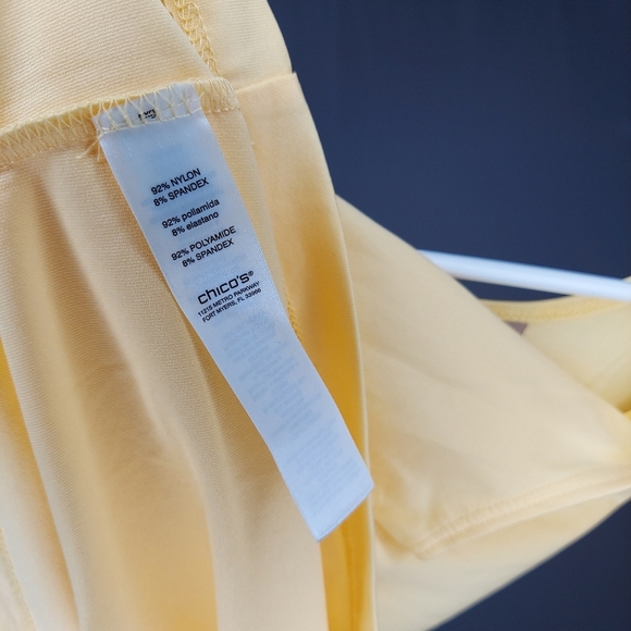 Chicos Tank Top Women Medium 1 Nylon Yellow Stretch Knit Scoop Neck Pullon - Picture 6 of 6